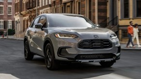 Front angle view of gray 2023 Honda HR-V crossover SUV