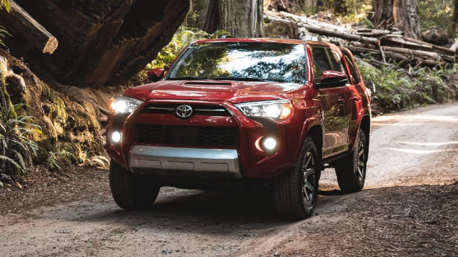 Front angle view of red 2023 Toyota 4Runner midsize SUV