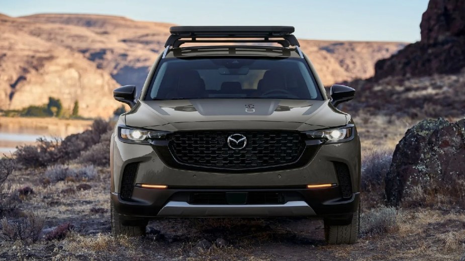 Front view of green 2023 Mazda CX-50, second-best new SUV to buy in 2023, says Car and Driver