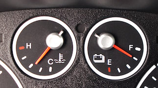 A temperature gauge on a car that could be a heating system no working.