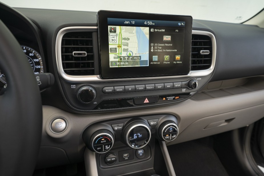 Infotainment system touchscreen in 2023 Hyundai Venue, most affordable new SUV with the best warranty coverage