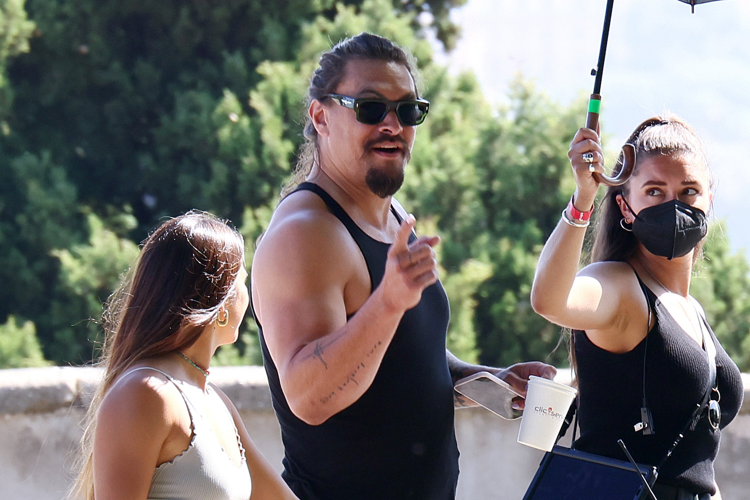 Jason Momoa smiles for the camera on the set of Fast and Furious 10 (Fast X) in Turin Italy.