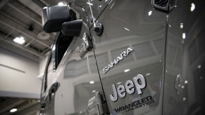 A Jeep Wrangler, which is one of the Jeeps with the lowest Insurance costs.