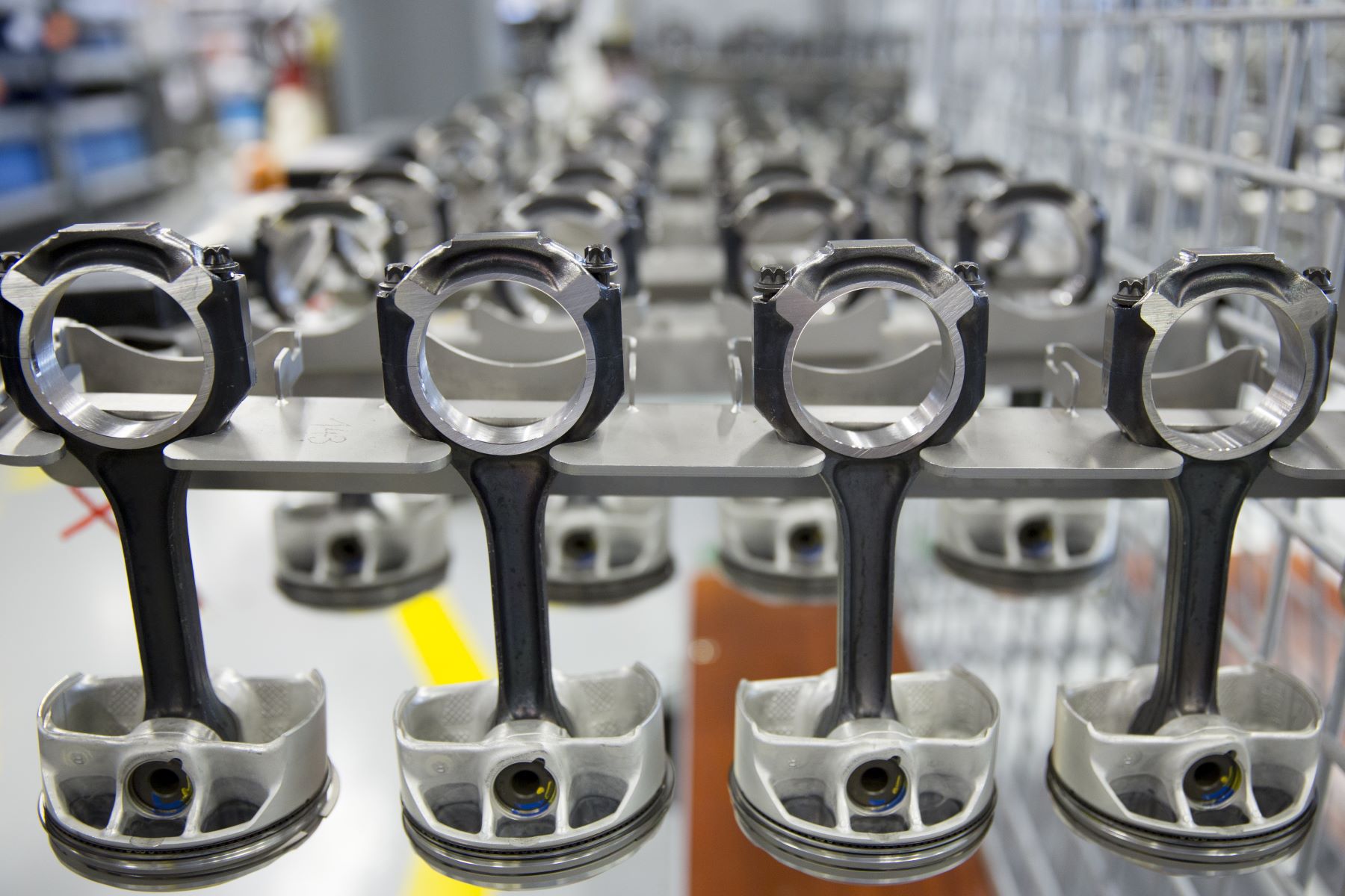 Mercedes-AMG engine piston production at a factory in Affalterbach, Baden-Württemberg, Germany