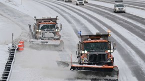 Minnesota's new snowplows working hard on the highway