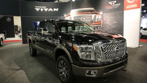 A 2015 Nissan Titan is on display. Some owners do have complaints about this truck.