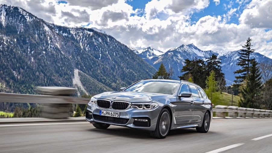 BMW 5 Series on a mountain road
