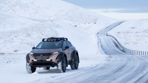 Pole-to-Pole Nissan Ariya on a snow-covered road