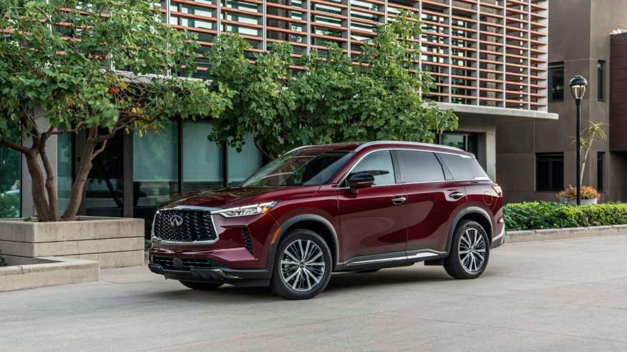SUVs with the best safety features include this red 2023 Infiniti QX60