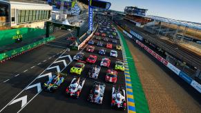 The grid for the 24 hour of Le Mans endurance race.