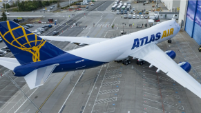 The last Boeing 747 parked with Atlas logos painted on