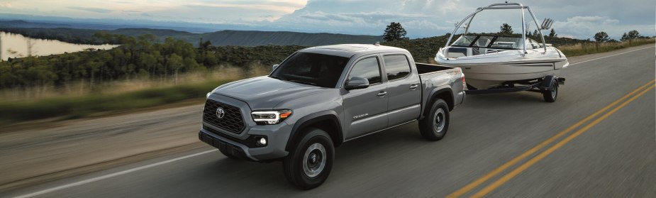 The 2023 Toyota Tacoma towing a boat