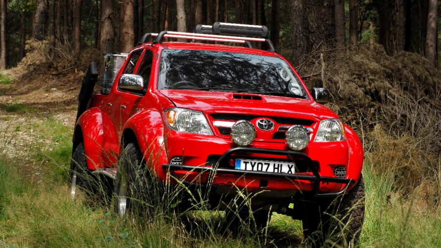 Toyota's midsize truck, the Hilux shows off that it's a tough vehicle.
