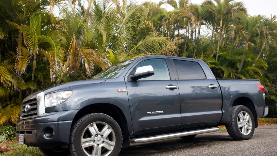 A 2008 Toyota Tundra sits on the road.
