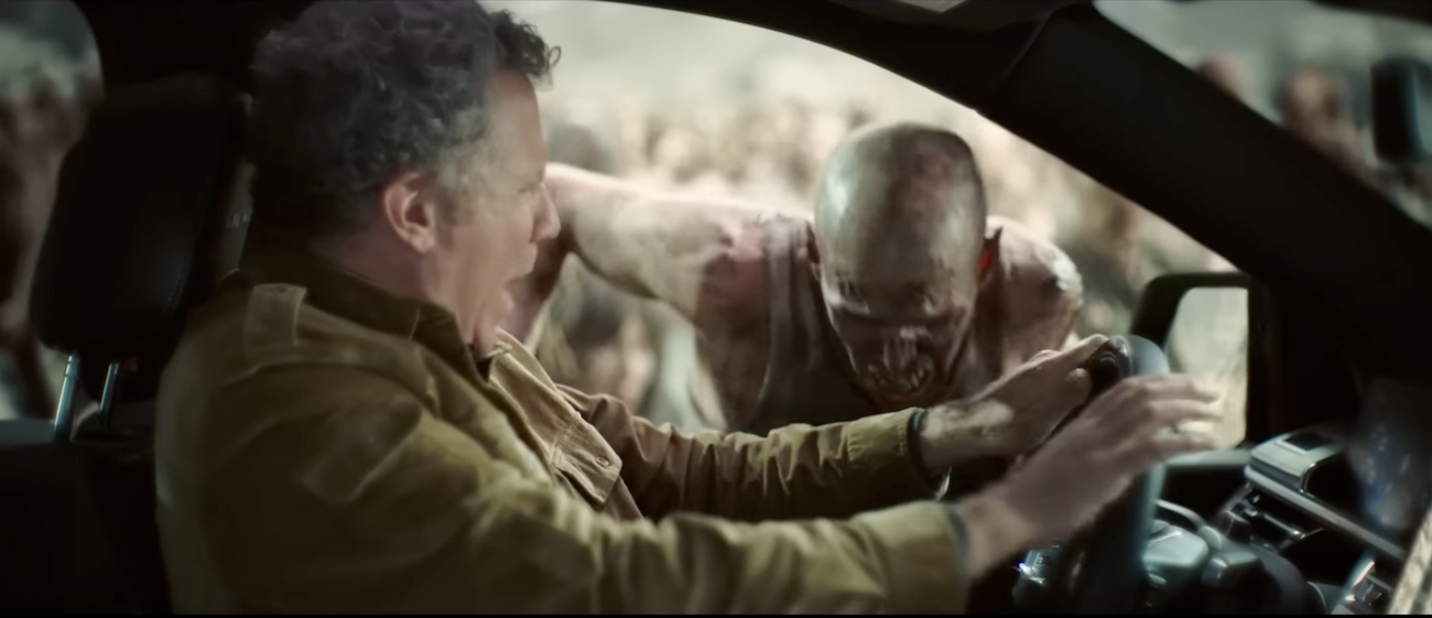 Will Ferrell being bit by a zombie in a Super bowl Commercial for GM