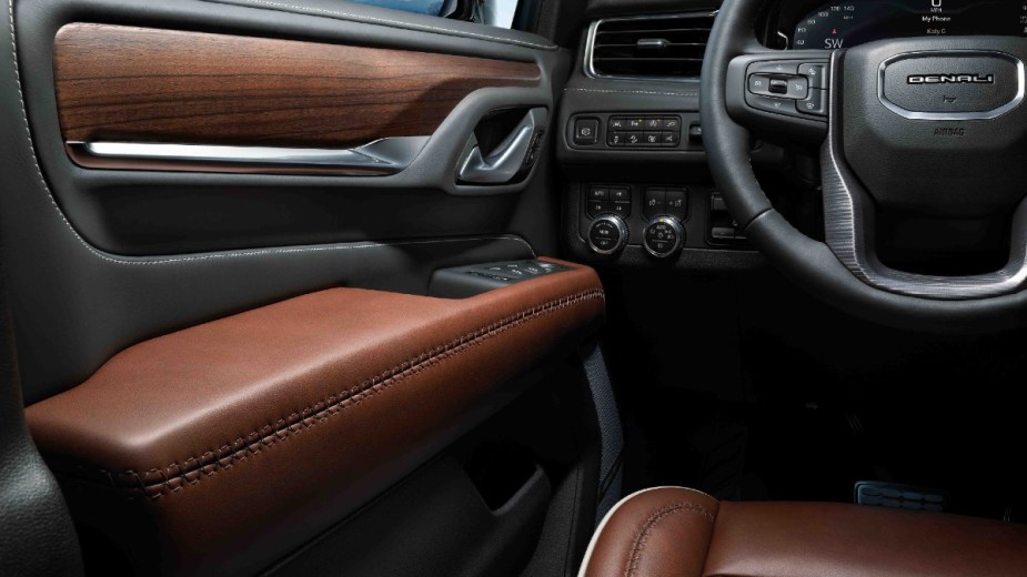 Wood and Leather Interior GMC Yukon Denali SUV