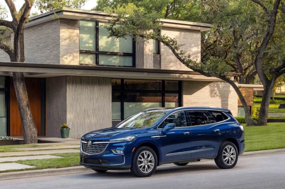The best midsize American SUVs include this blue 2023 Buick Enclave