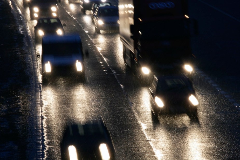 Cars driving at night