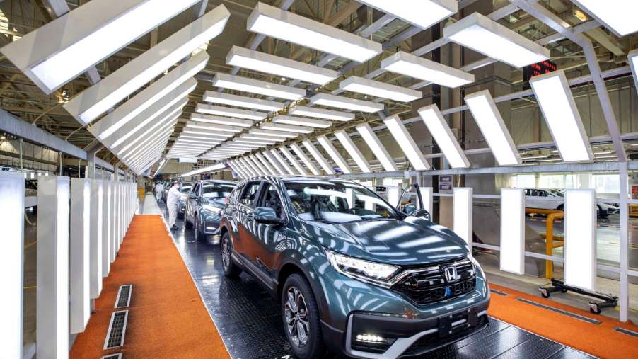The safest Honda SUVs include this Honda CR-V at the production facility