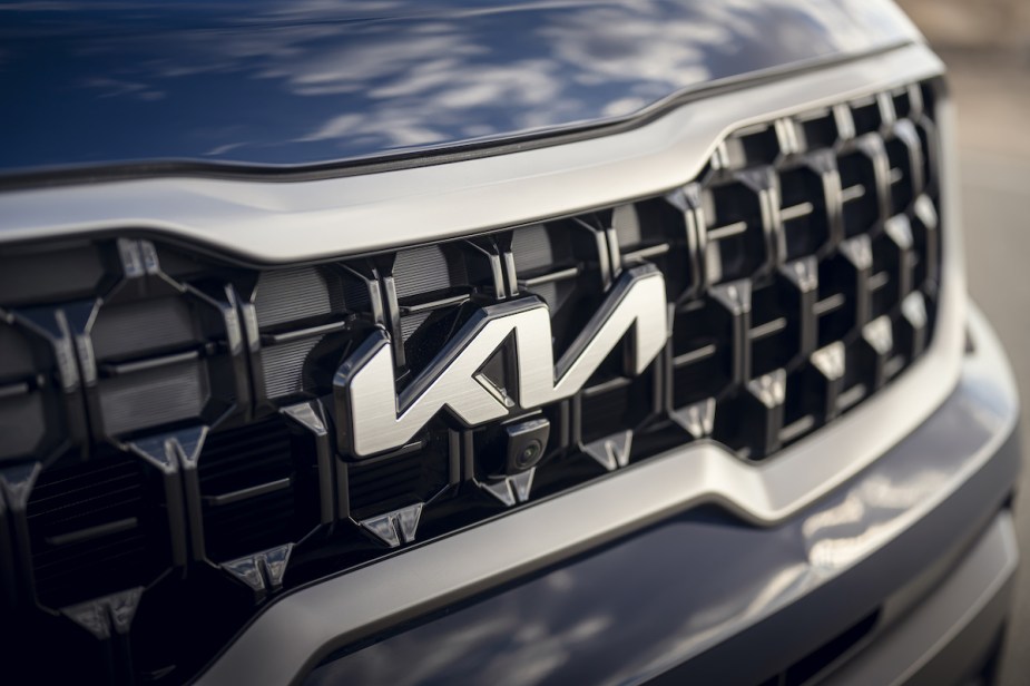 Kia Telluride grille, one of the top rated Kia models. 