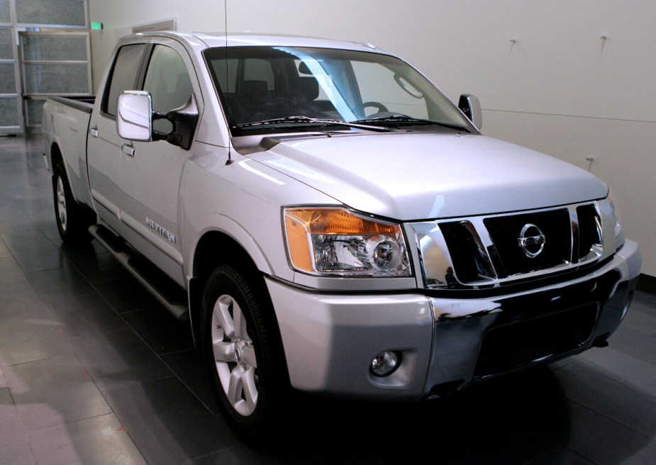 A 2007 Nissan Titan is on display as a full-size truck.