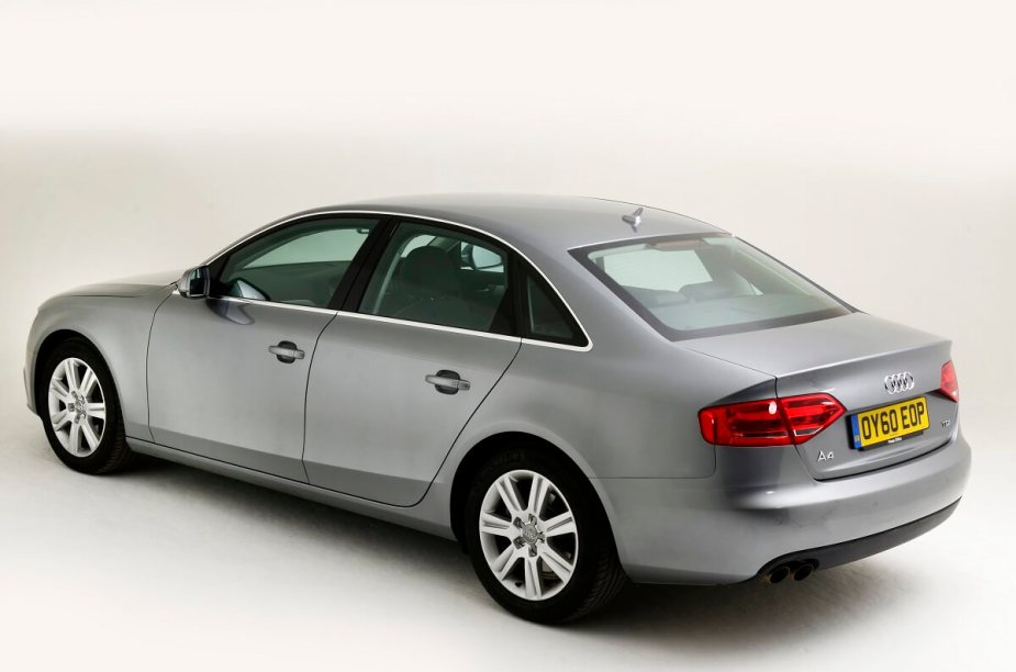 A used gray 2013 Audi A4 shows off its rear-end styling. 