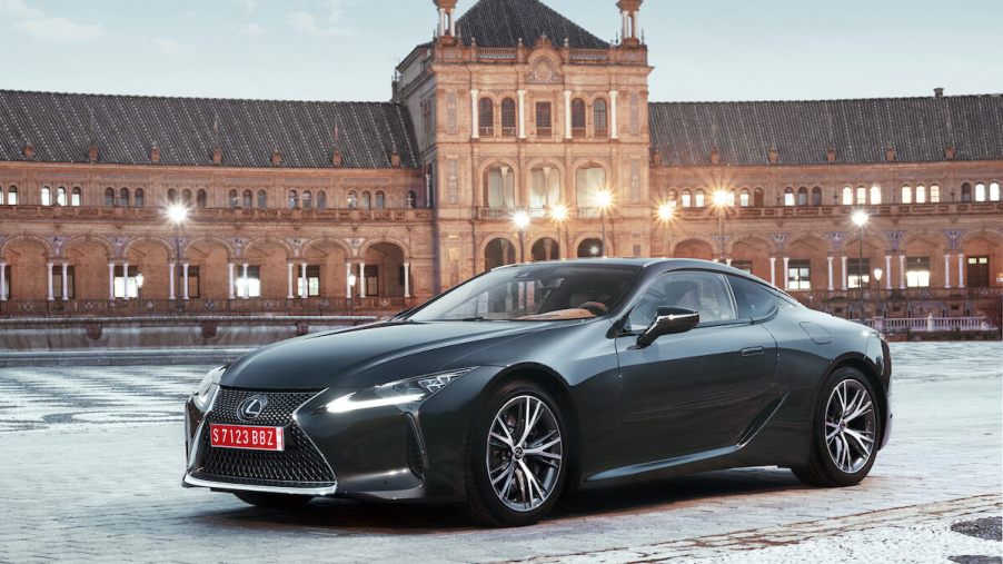 2018 Lexus LC parked in front of a building.