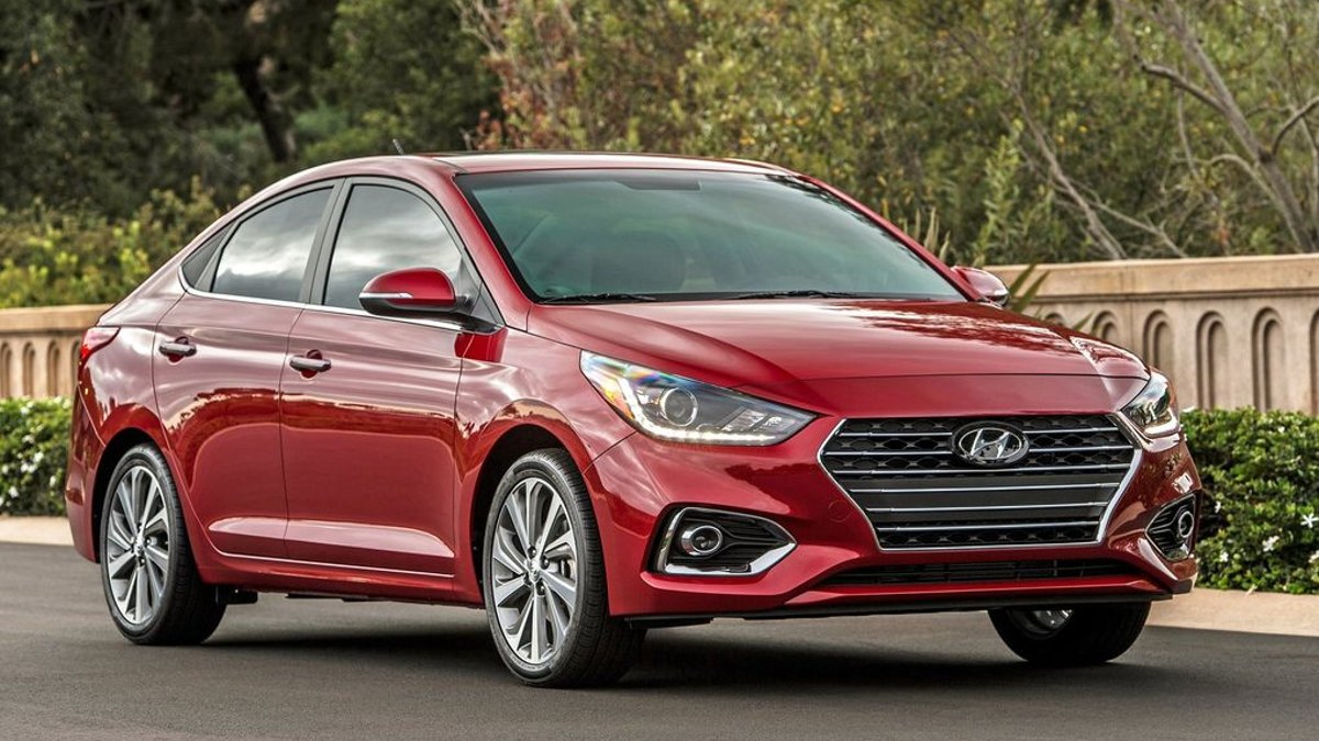 Red 2022 Hyundai Accent Parked and Posed