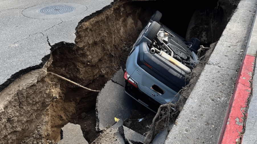 2022 Toyota RAV4 in a sinkhole