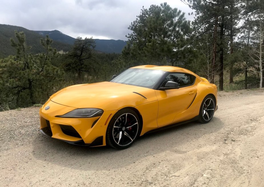 2022 Toyota Supra 3.0 front view on a dirt road