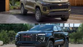 This 2023 Chevrolet Colorado and GMC Canyon seen here have not shipped to dealerships yet