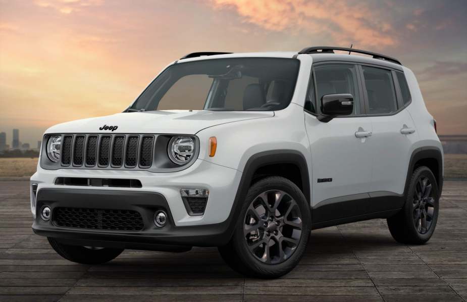 A white 2023 Jeep Renegade parked