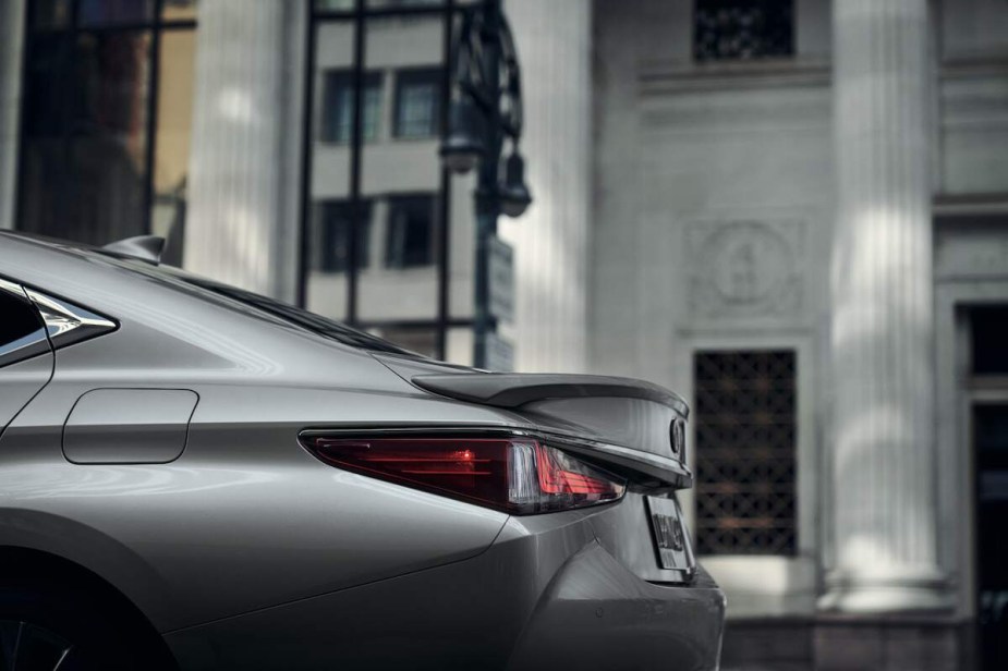 The back of a 2023 Lexus ES parked outdoors.