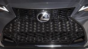 The front badge on a Lexus IS 300