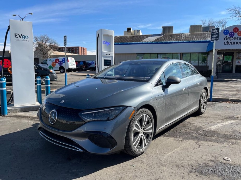 2023 Mercedes-Benz EQE 350 at a charging station