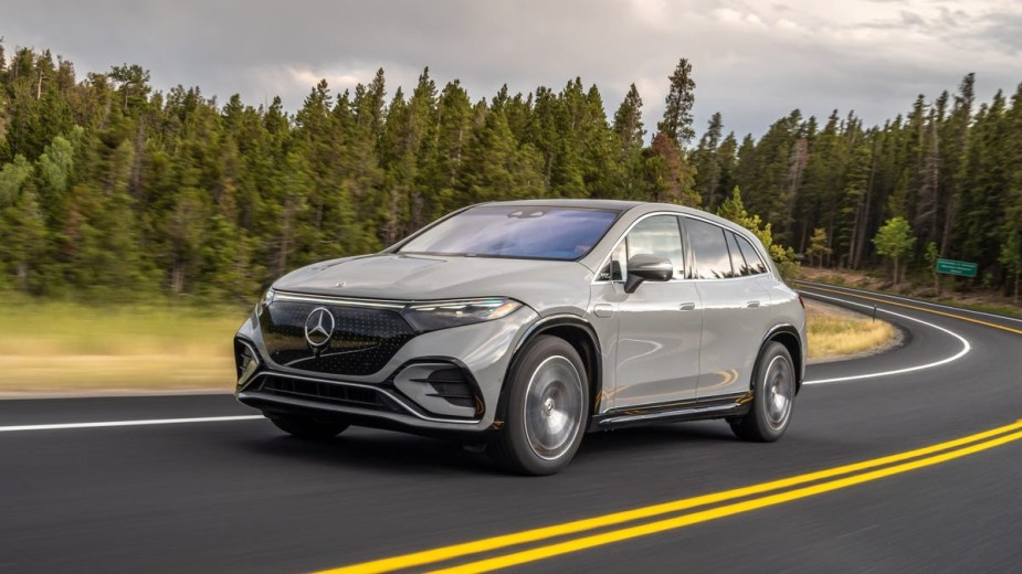 2023 Mercedes Benz EQS SUV Driving on a Road