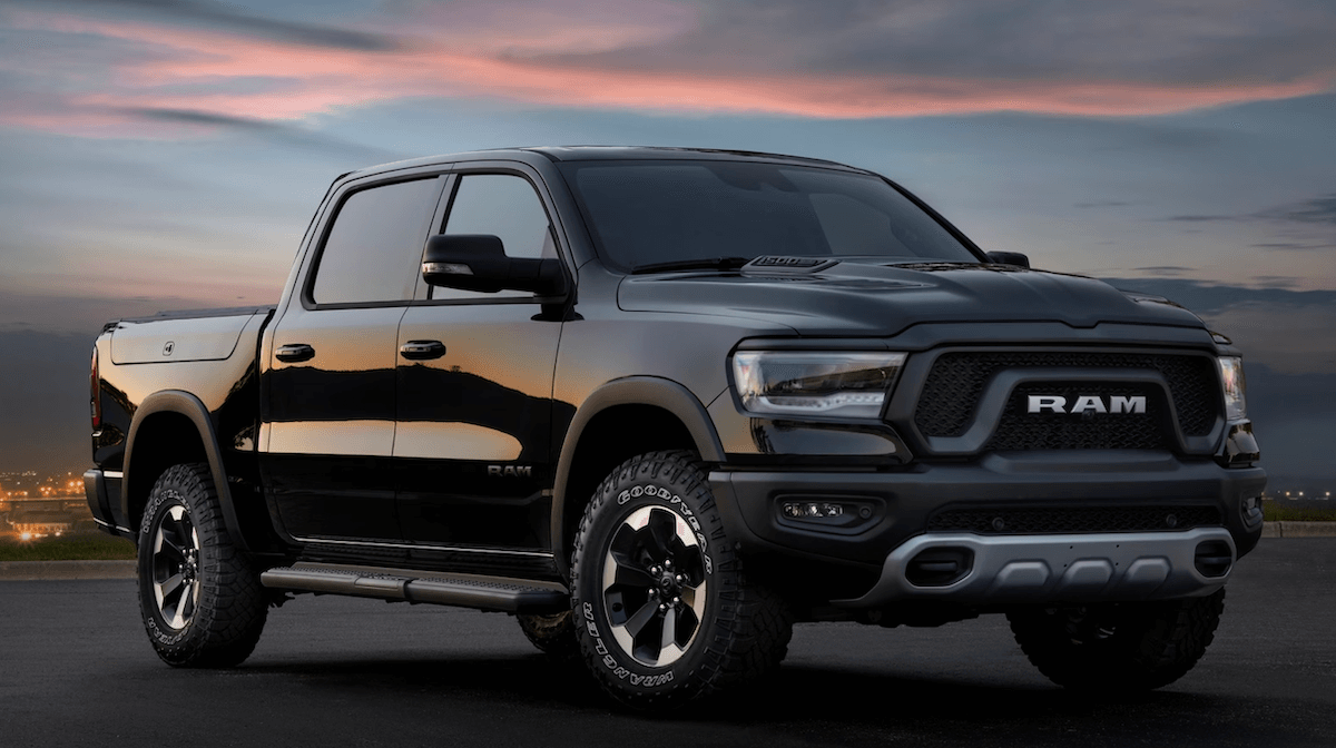 Ram 1500 in black parked at the sunset. The Ram 1500 recall is part of the NHTSA's investigation