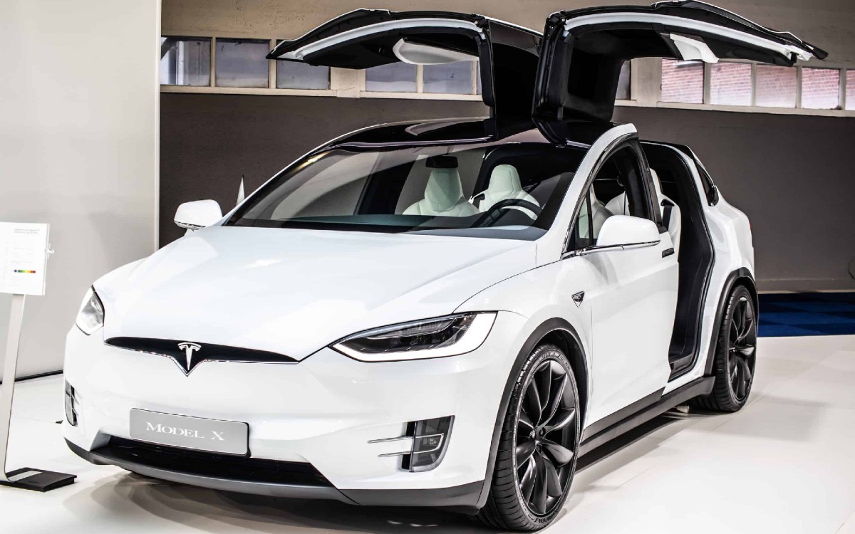 2023 Tesla Model X with Open Gullwing Rear Doors