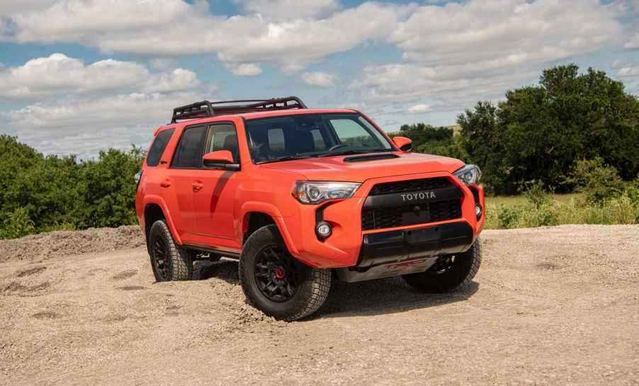 2023 Toyota 4Runner in orange on a trail
