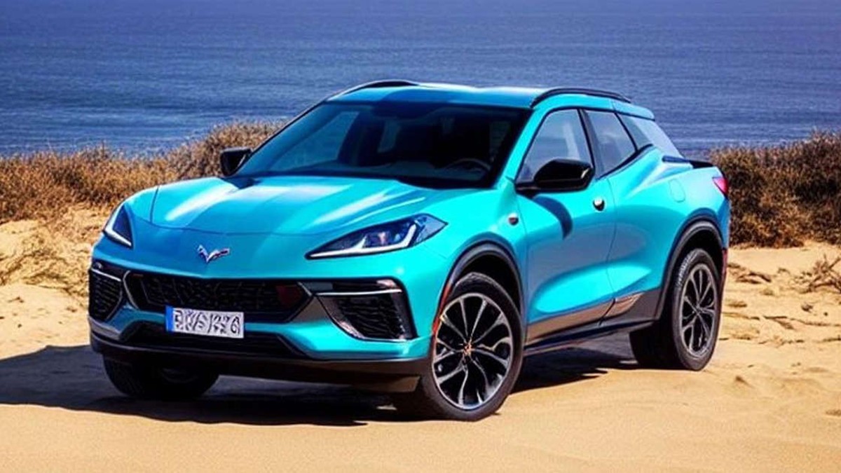 2025 Corvette Electric SUV pictured by the water