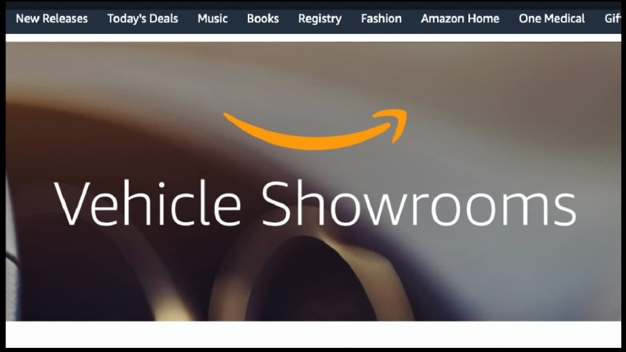 Amazon Vehicle Showrooms section, highlighting if you can order and buy a car online from Amazon