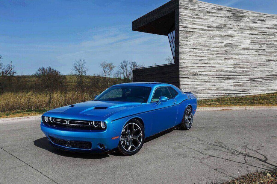 A new Dodge Challenger SXT, just like the 2023 model, shows off its retro looks.  