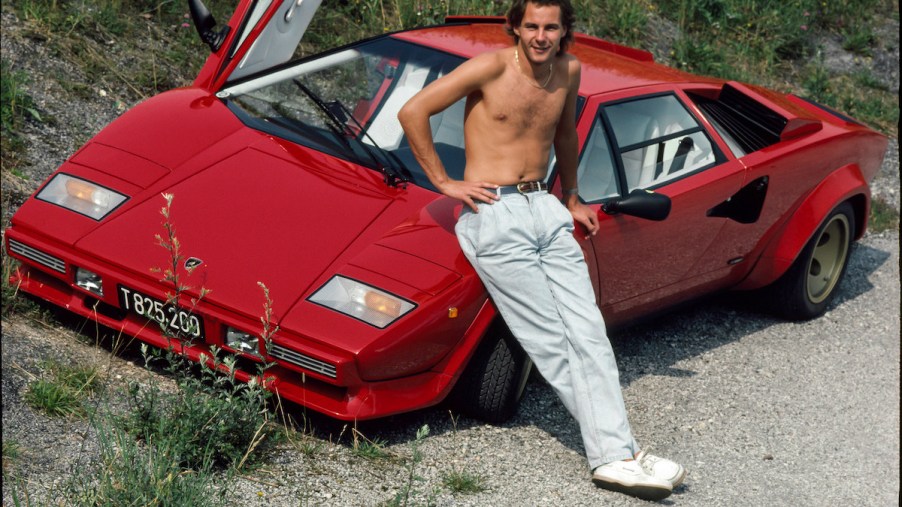 Gerhard Berger Before His Lamborghini Countach