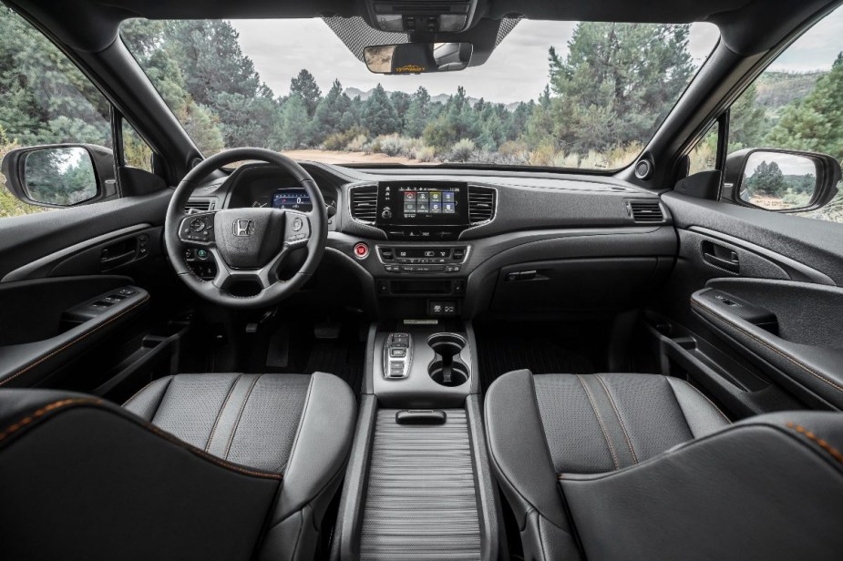 Dashboard in 2023 Honda Passport midsize SUV, most reliable Honda car, not Civic or Accord, says Consumer Reports