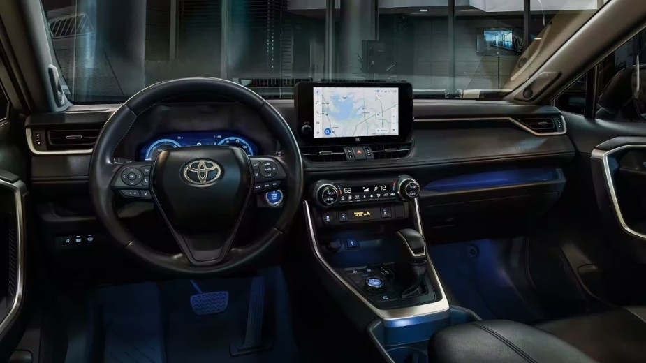 Dashboard in 2023 Toyota RAV4 compact SUV, showing most common reasons for check engine light and needed repairs