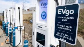 An EVgo electric vehicle fast charging station in Vienna, Virginia