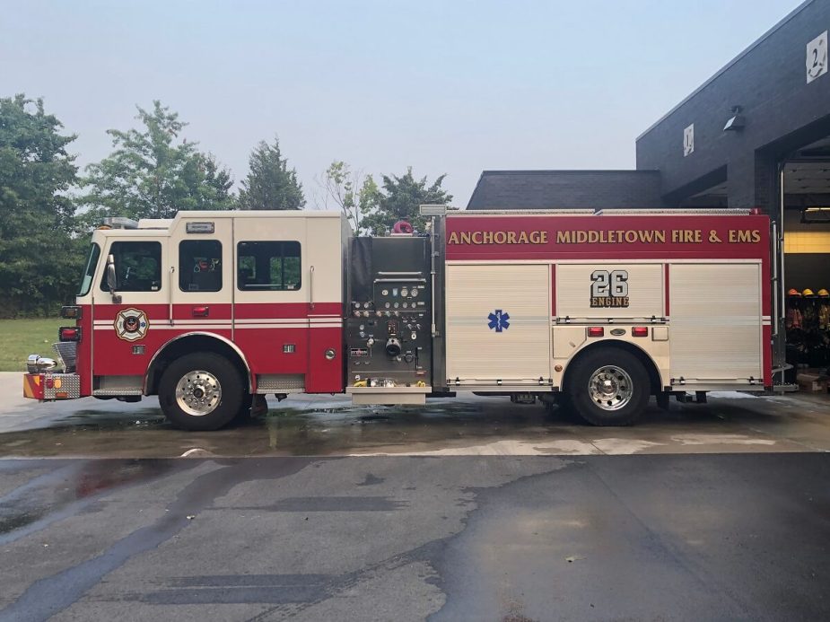 A government-owned fire truck like this red and white engine could end up at auction. 