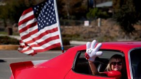 American flag on a Camaro