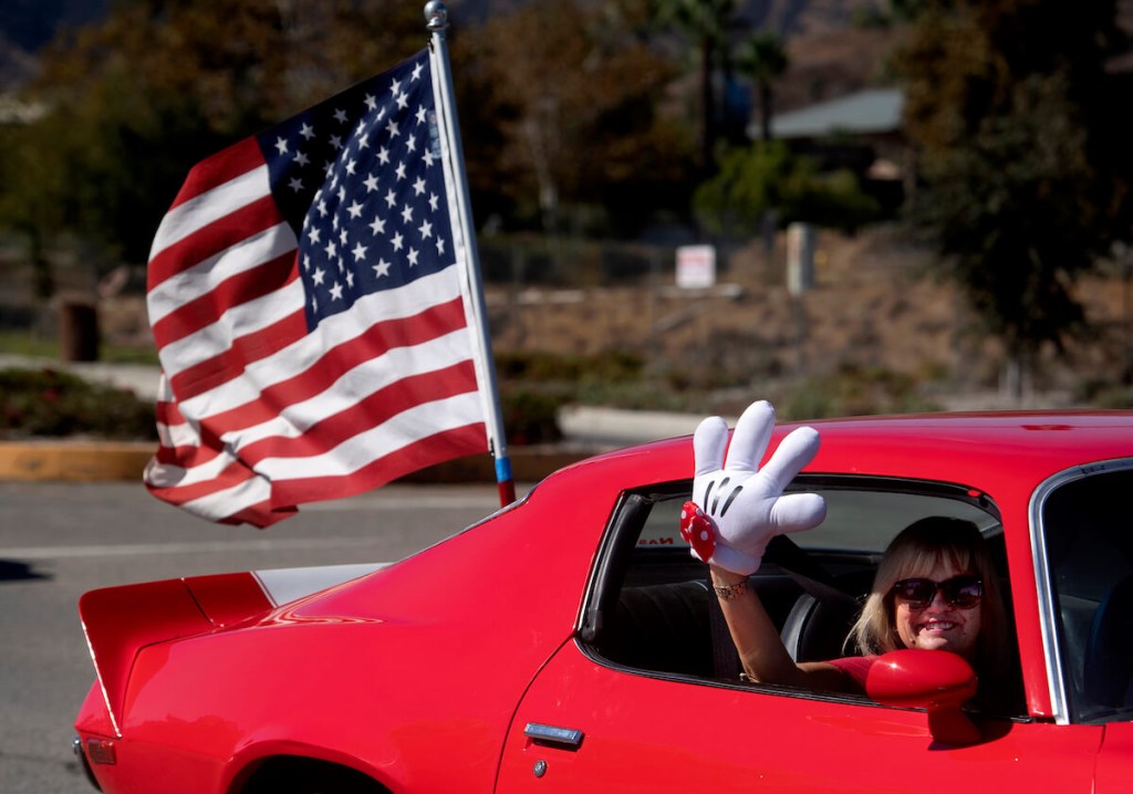 American flag on a Camaro