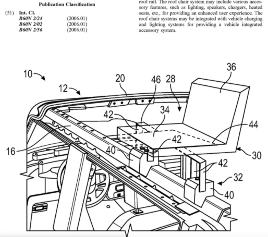 Ford Bronco roof chair patent schematic